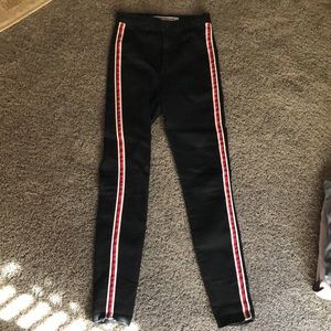 Zara black with red stripe skinny jeans